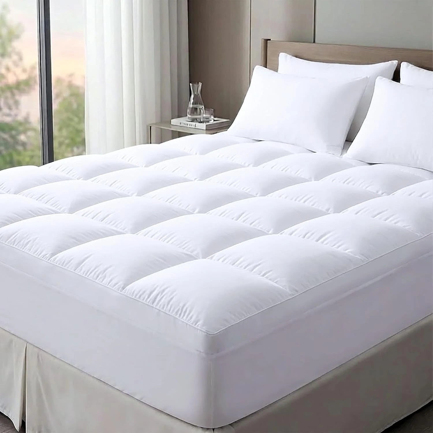 California King Mattress Topper Cooling Pillow Top Extra Thick Plush Bed Pad