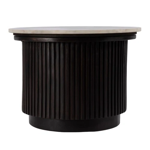 Butler Specialty Company Georgia 22"W Round Marble side Table- Brown and White - Picture 2 of 5