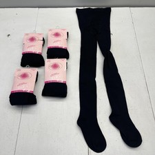 Butterfly Tights Girls 12-14 Black Cotton Nylon Spandex Opaque 5 Pack