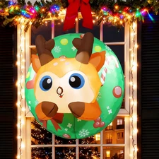 3.4FT Christmas Inflatables Reindeer Window Outdoor Decorations Blow up with Bui