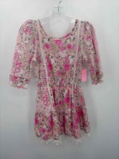 Love Shack Fancy Pink Size XS Floral Shift Knee Length Short Sleeve Dress
