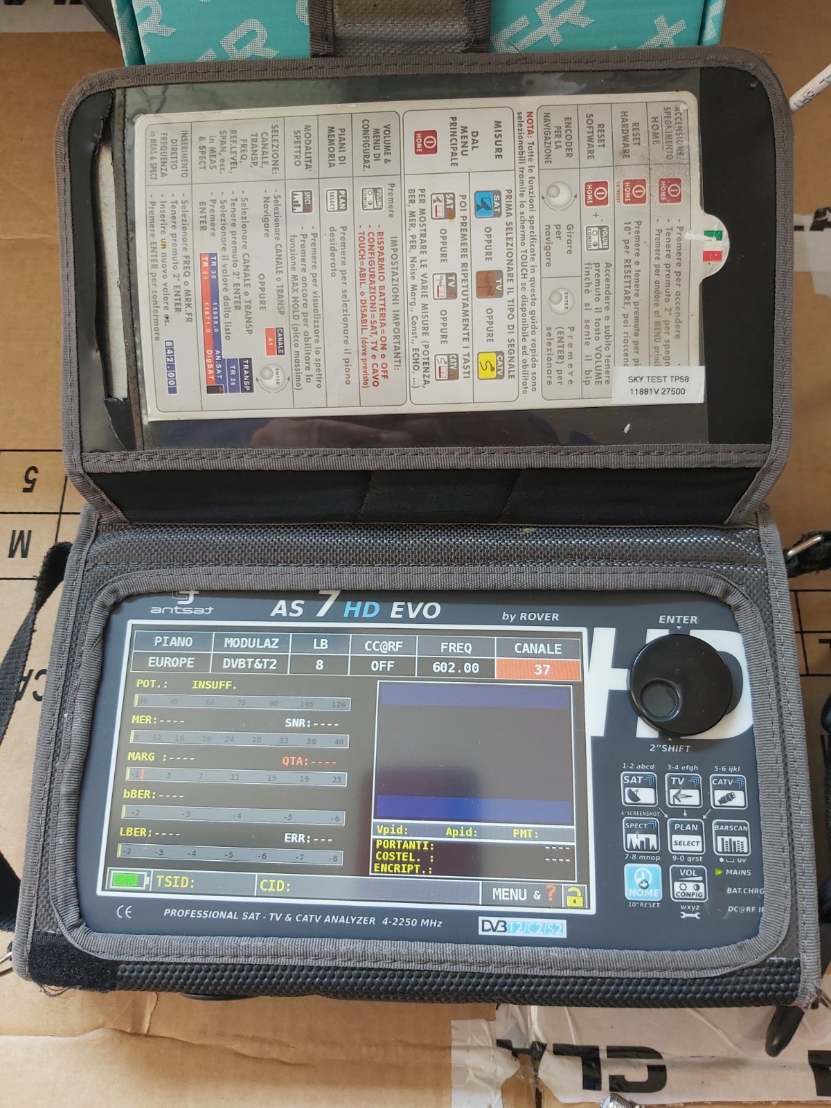 Misuratore DI CAMPO ANTSAT ROVER DVB-T  T2 S2 Touchscreen  Per Antennna TV  Sat