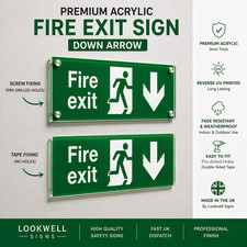 Premium Acrylic Fire Exit Sign – Arrow Variants Running Man Emergency Exit Sign