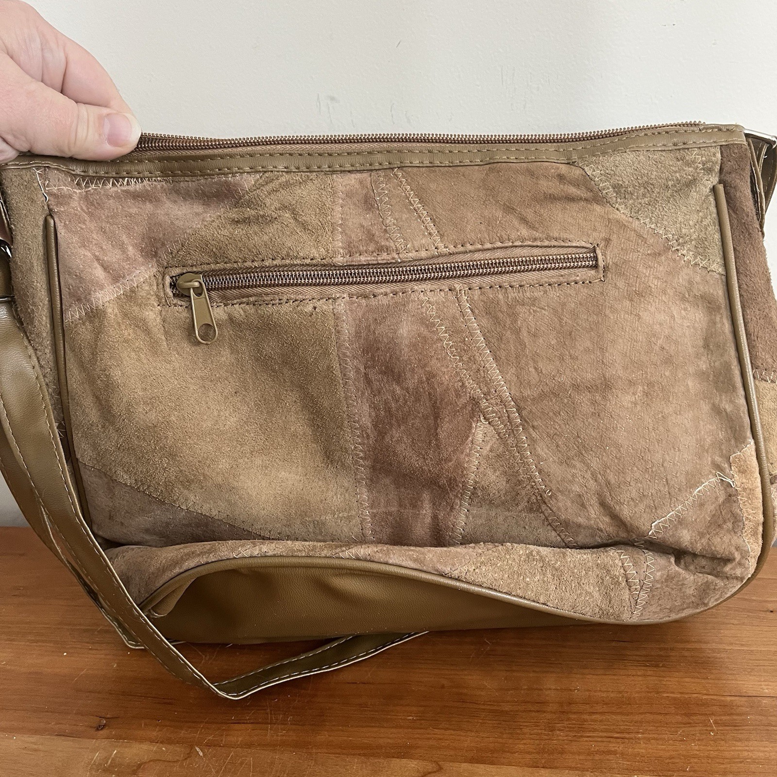 Patchwork Soft Leather & Suede Handbag Purse Shou… - image 10