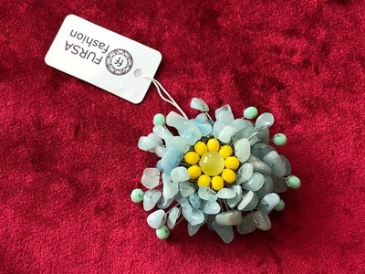 FURSA fashion Edelstein-Brosche  Blüte  mit Katzenauge-Effekt   NEU mit Etikett!