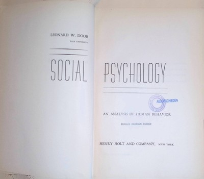 Social Psychology: An Analysis of Human Behavior Doob, Leonard W.: