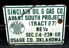 VINTAGE SINCLAIR OIL & GAS CO OSAGE COUNTY OKLAHOMA PORCELAIN SIGN RARE! vafo
