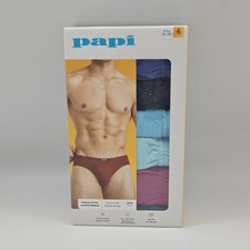 6 Pack PAPI Men's S M L 100 Premium Cotton Low Rise Briefs Assorted Colors