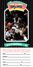 1988-89 Diamond Shamrock San Antonio Spurs #NNO Willie Anderson NMMT FREE SHIPPI