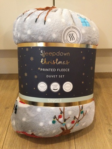 Sleepdown Christmas Santa gemütlich Thermo Fleece Einzelbettdecke Set - Bild 1 von 7