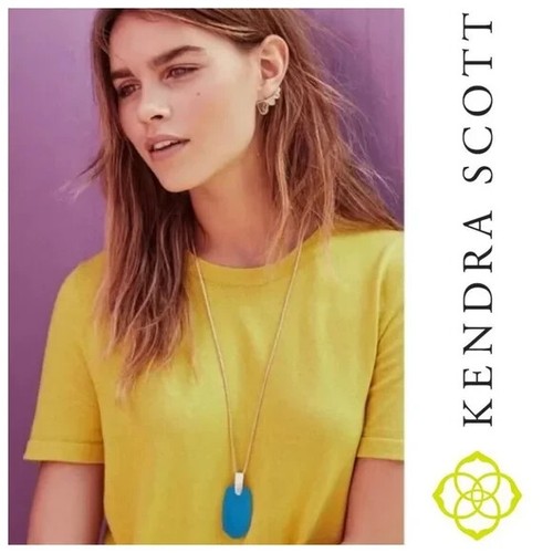 Long Kendra Scott Inez SILVER Long Pendant Necklace In In Abalone Shell - Picture 10 of 14