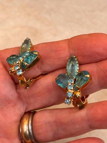 Juliana D & E Aqua Blue Rhinestone Flower Demi Parure: CAN U SAY STUNNING? - Picture 11 of 14