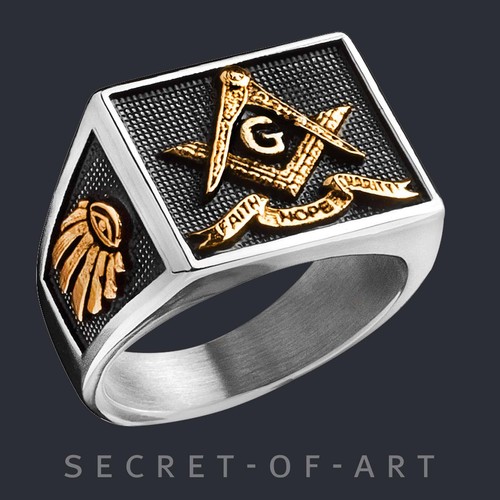 Masonic Ring Freemason Masonry All seeing Eye Faith Hope Charity Stainless steel - Picture 12 of 12