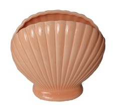 Vintage Ceramic Peach Shell Planter Vase Mid Century Japan  Beach BOHO
