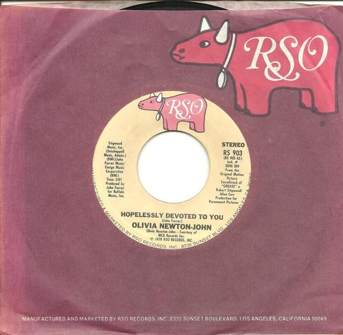 Olivia Newton-John-Hopelessly Devoted To You-45 RPM-7"-single-pop-vinyl-record