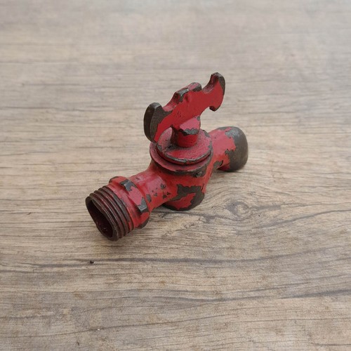 Vtg cast iron red faucet garden factory farm shop architectural samovar tap - 第 3/7 張圖片