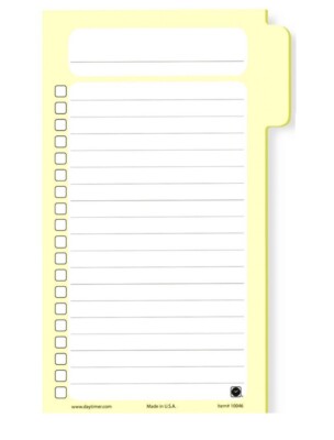  Day-Timer Tabbed Self-Stick Hot Lists, 2-Pads, 4'' x 6'', 50 Sheets each