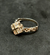 925 Sterling CZ Square Ring 12.0mm Sz 7.5 - 4.13g