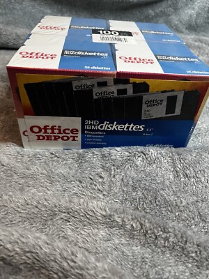Office Depot 2HD IBM Black 3.5'' Diskettes - Box of 100 Sealed
