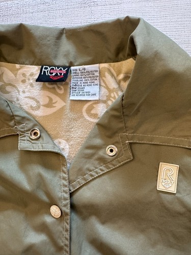 Roxy Quiksilver Jacket Womens Large Cloth Lined Windbreaker Snap Up Spring - Picture 2 of 5