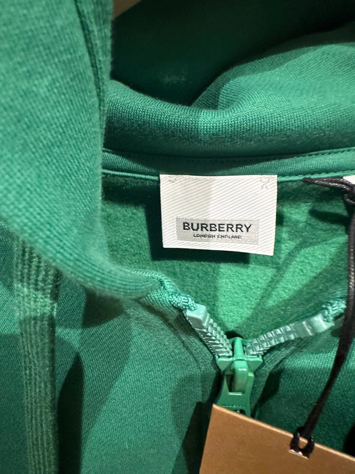 Burberry Green Hoodie S new with labels cotton Monogramma more size available
