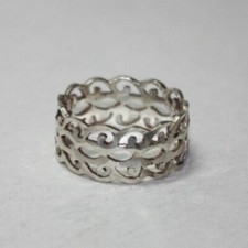 Designer Sterling Silver Open Air Filigree Band Ring Sz: 7.5 Signed NF 062GRA