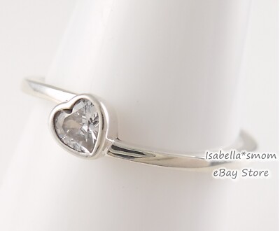 CLEAR TILTED HEART Authentic PANDORA Solitaire Ring 199267C02 8.5