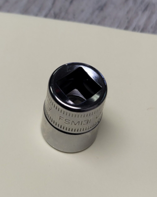 Snap-on FSM131 3/8" Drive 13mm 6-Point Shallow Socket – Made In USA, Chrome Finish
