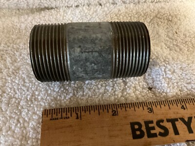 Lot of 2 Galv Pipe Nipples  1 1/4  X 3  long SCH 40 New Old Stock