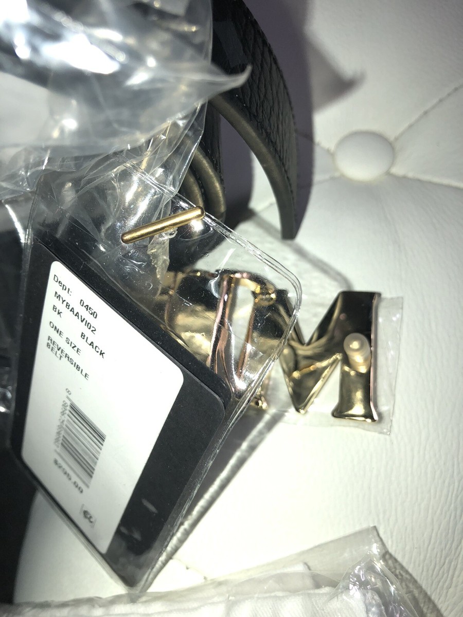 BNWT MCM Visetos Unisex M Logo Reversible Belt, Black & Gold  display picture 3