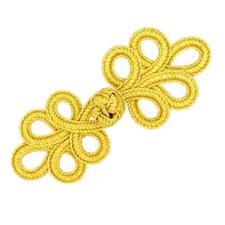GOLD LUREX FROSCH VERSCHL&Uuml;SSE VERBINDER CHINESISCHE KN&Ouml;PFE 85mm x 35mm