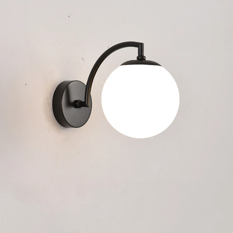 Indoor Wall Lamp Bedroom Home Wall Light Glass Wall Lighting Black Wall Sconce - Image 4 of 4
