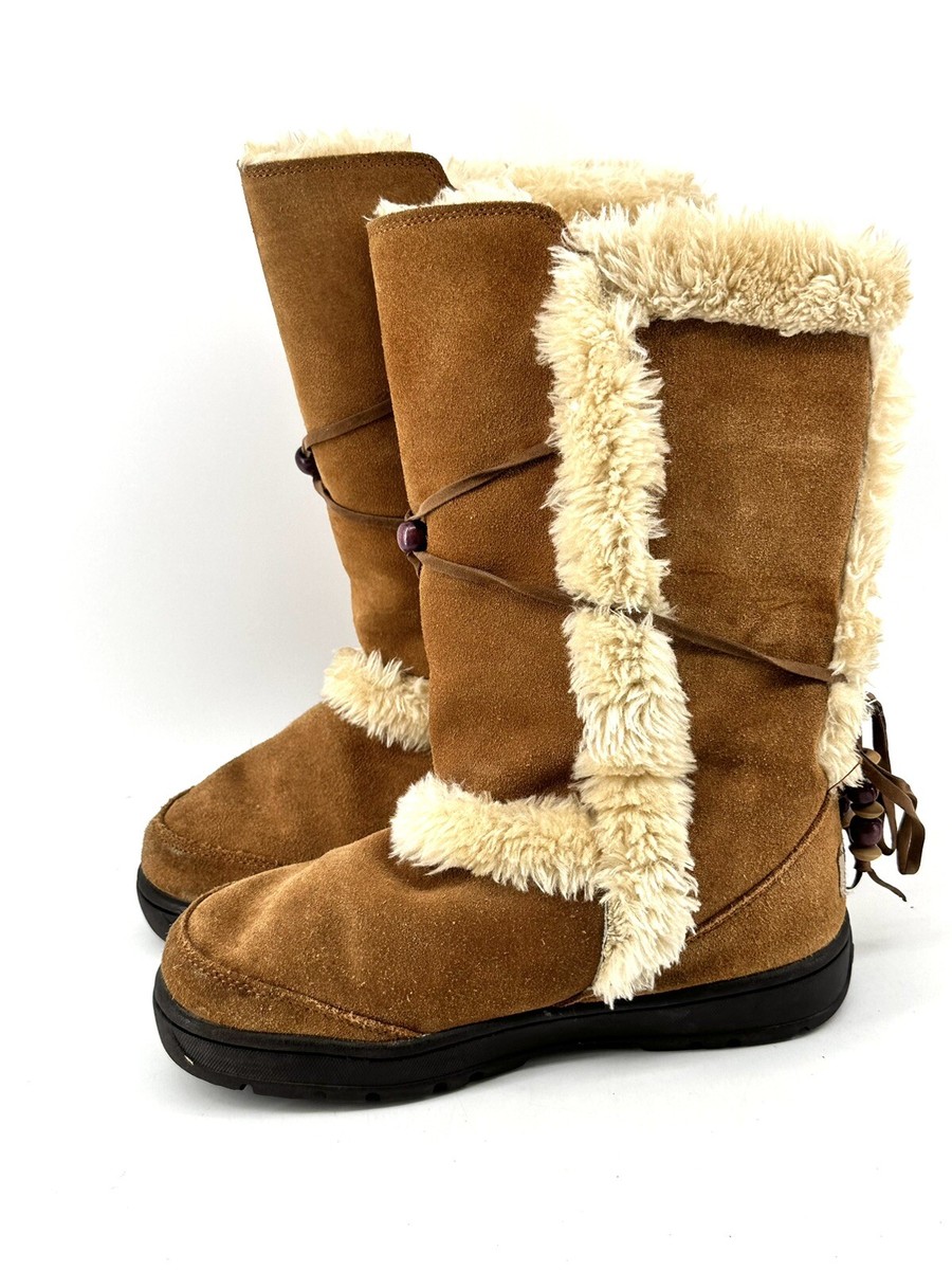 UGG Boots Nightfall 5359 Chestnut Fluffy Tall Uggs Beads Size 6 | eBay
