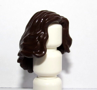 Lego Haar Perücke für weibliches Mädchen Minifigur lang dunkelbraun lockig gewellt