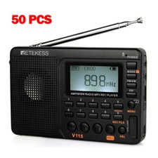 Retekess V115 Portable AM FM SW Radio 50 PCS MP3 Player Rechargeable Gifts Home