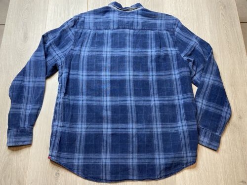 32 Bar Blues Hemd Herren XL Blau Denim Langarm Freizeit Fensterscheibe Karo Knopf - Bild 2 von 14