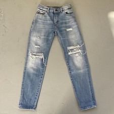 Levis 505 LVC Big E Distressed Single Stitch Selvedge Redline Denim Jeans Vtg 28