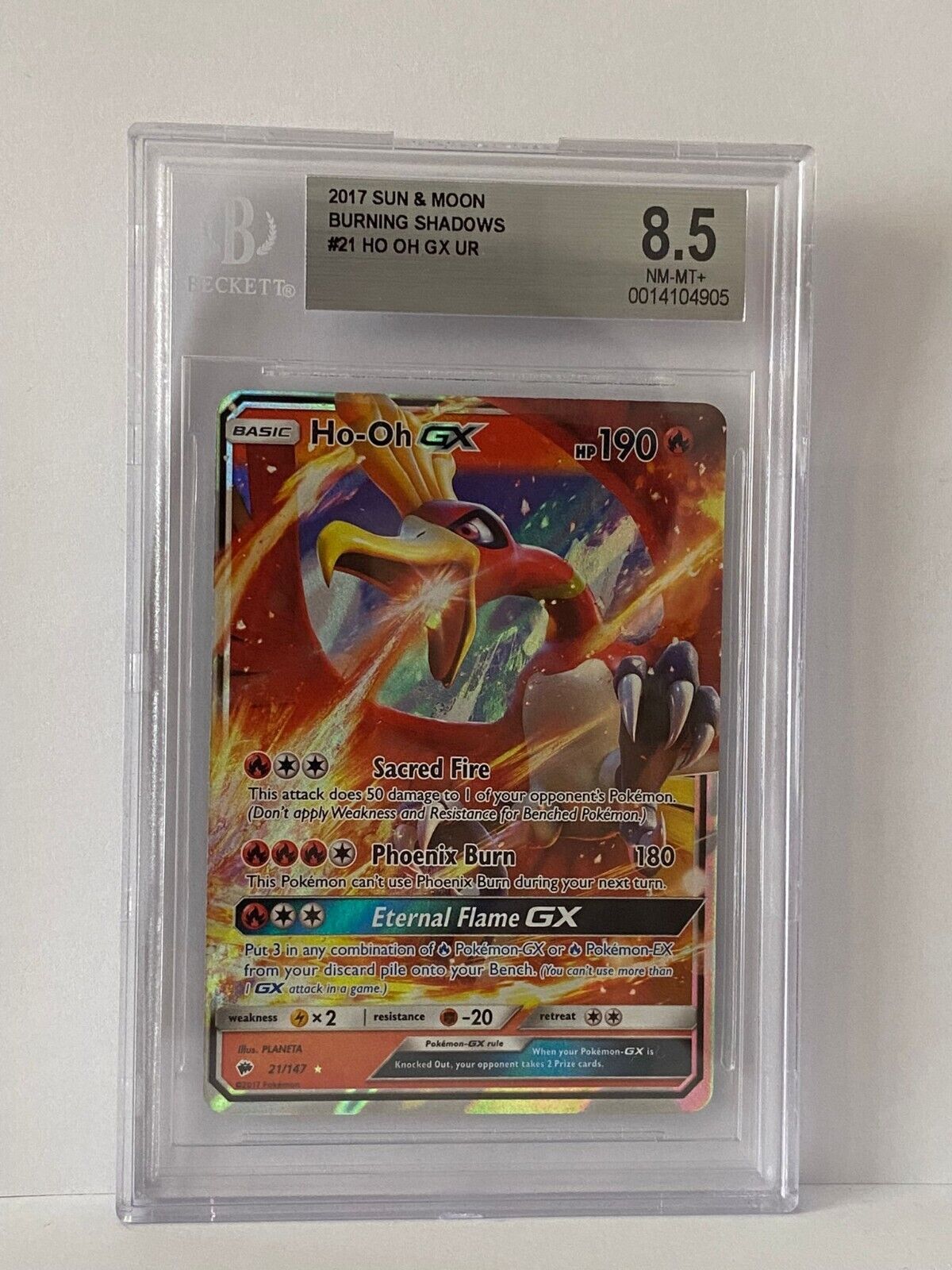 Pokemon Card Ho-OH 21/147 Holo GX Sun & Moon 3 SL3 EN NEW