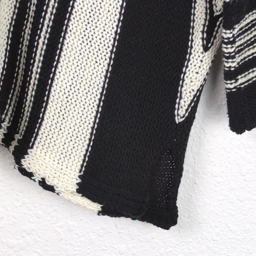 MIOU MUSE Women's Sweater Small Black White Striped Oversized - Picture 7 of 11