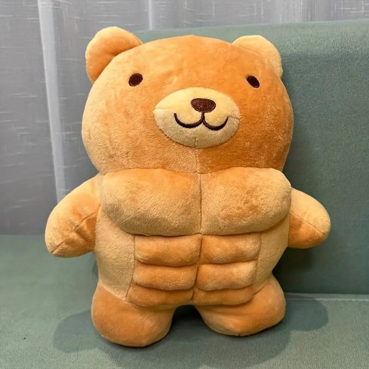 Cute Six Pack Abs Buff Chad Muscle Bear Stuffed Animal Plush Toy