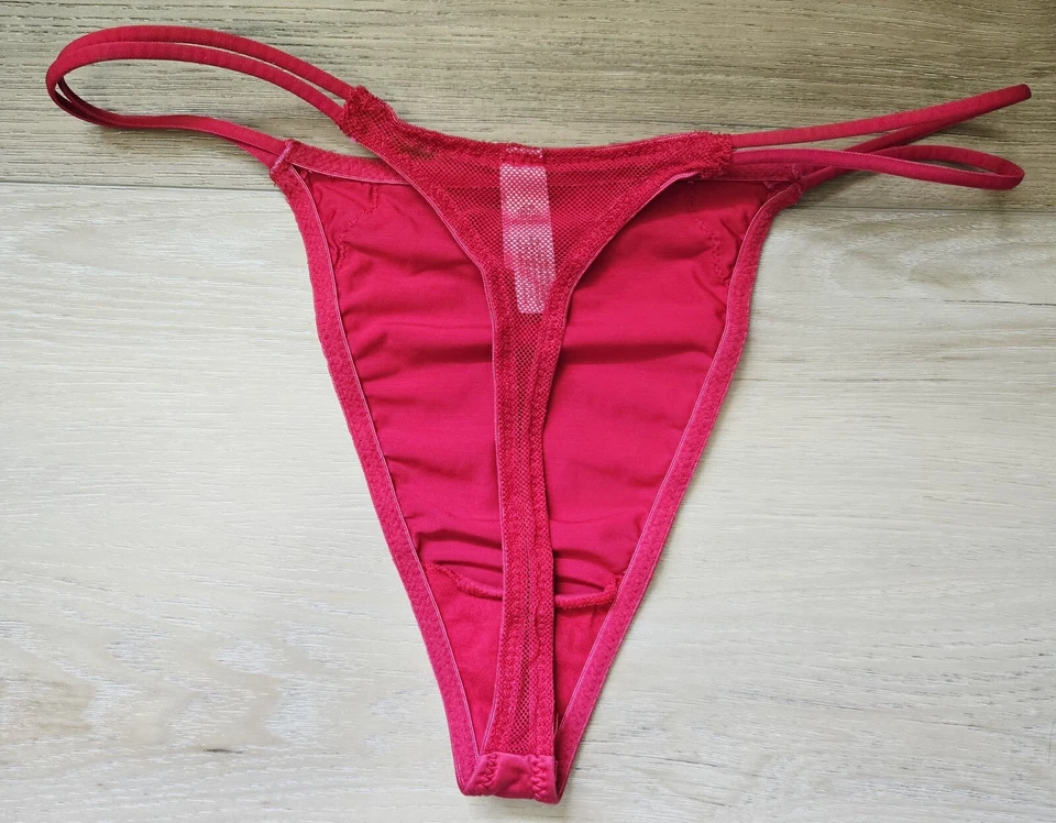 Vintage Victoria's Secret Red Second Skin Satin Double String Thong Panties M - Image 2 of 3