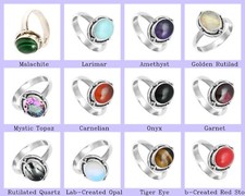Gift For Her 925 Sterling Silver Natural Golden Rutilad Gemstone Band Ring