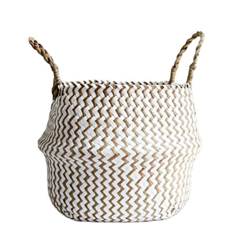 Woven Seagrass Plant Basket Box Foldable Hanging Flower Pot Planter Indoor Decor - Picture 2 of 10
