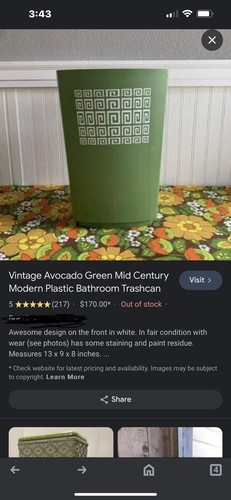 VTG Avocado Green Clothes Hamper Laundry Mid Century Hard Plastic Modern Design - Picture 17 of 17
