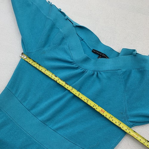 Antonio Melani Damen Gr. Small Blau Pullover Stretch Kleid Knopf Seidenmischung - Bild 8 von 12
