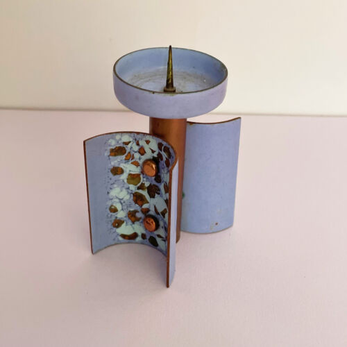 1970s Candlestick Candle Holder Candleabra COPPER ENAMEL OOAK! - Picture 2 of 6