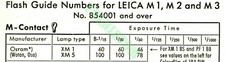 Vintage Flash Guide Numbers for Leica M1, M2 and M3 English 