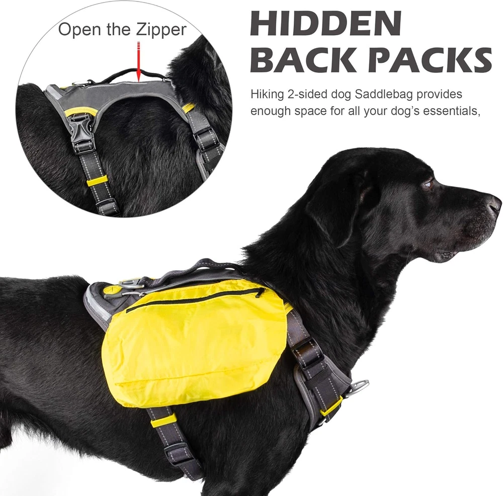 Dog Harness, Multi-Functional No-Pull Pet Vest Harness with Saddle Bags Backpack