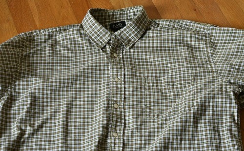G.H.Bass & Co Men's Long Sleeve Button Down Shirt Green White Plaid Large Cotton - Bild 4 von 6