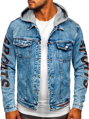 Jeansjacke Übergangsjacke Sweatjacke Jacke Casual Motiv Herren Mix BOLF Classic